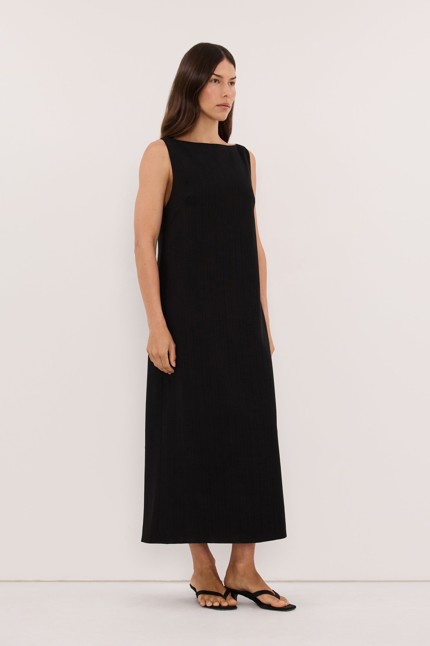 Runa Black Boat Neck Midi Dress view 3