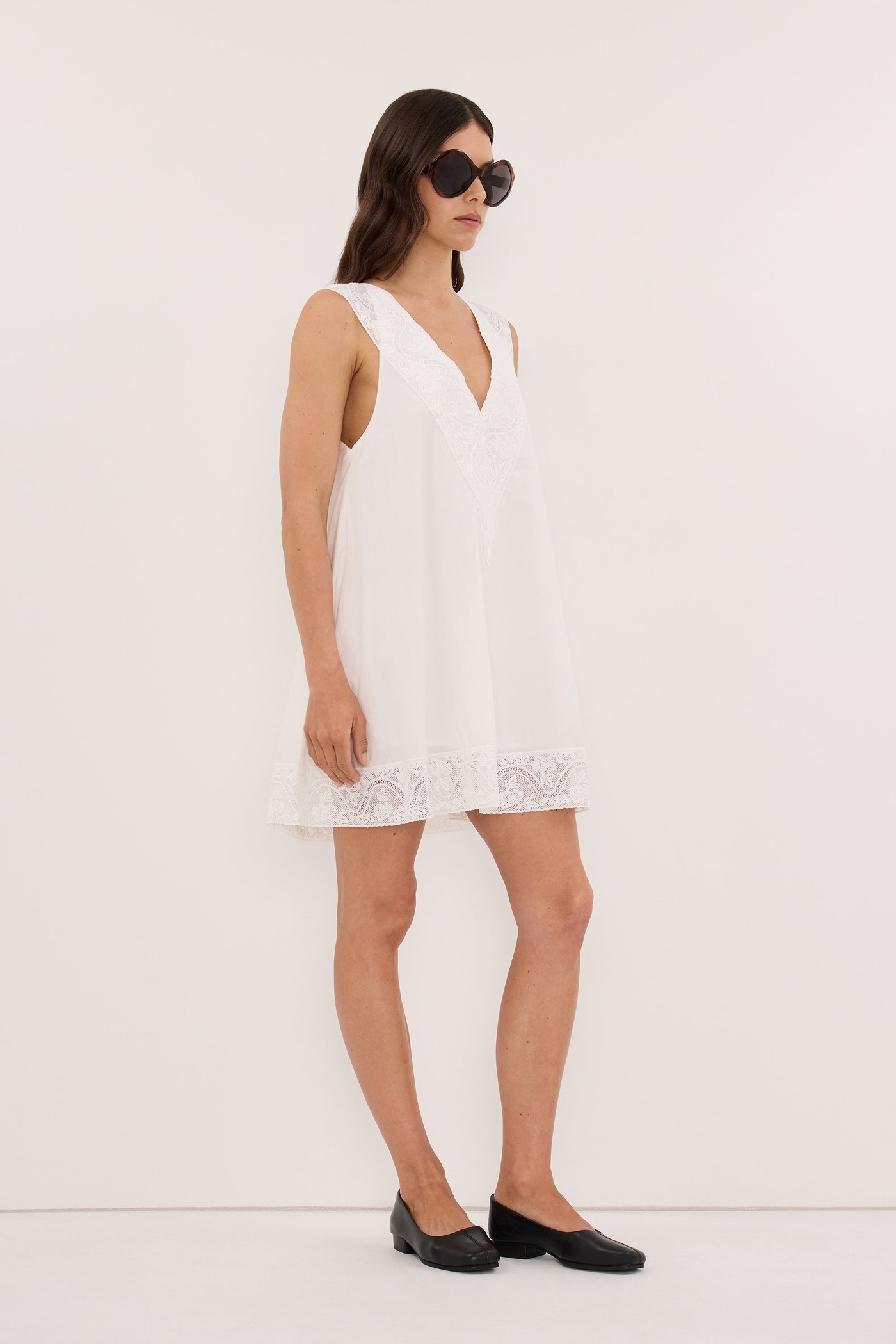 Amour White Lace Trim Mini Dress view 4