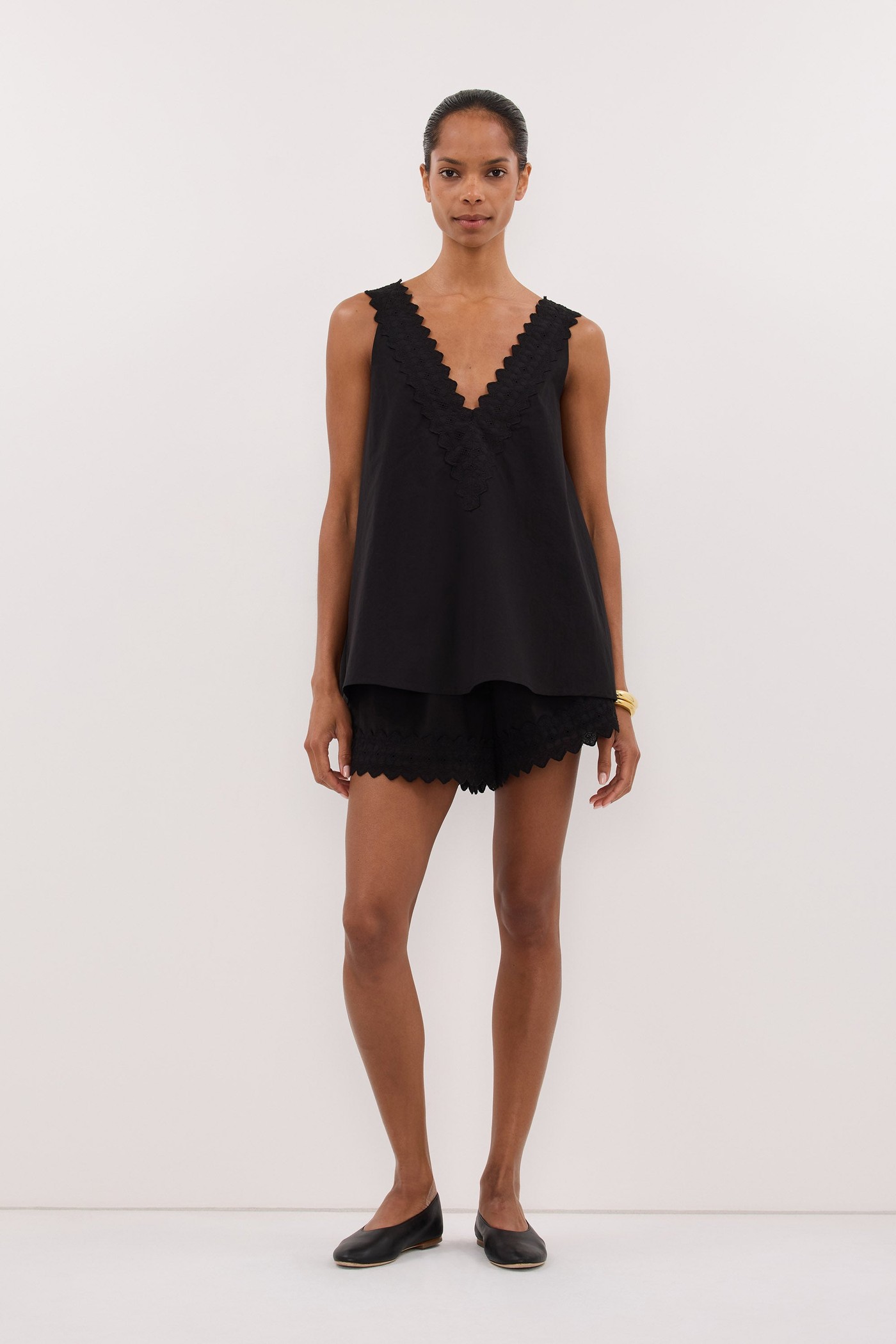 Annabel Black V Neck Top