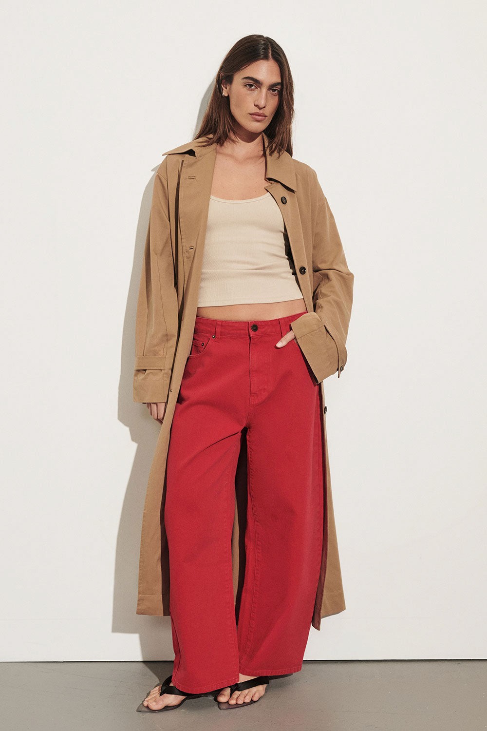 Frank Red Relaxed Barrel Jean
