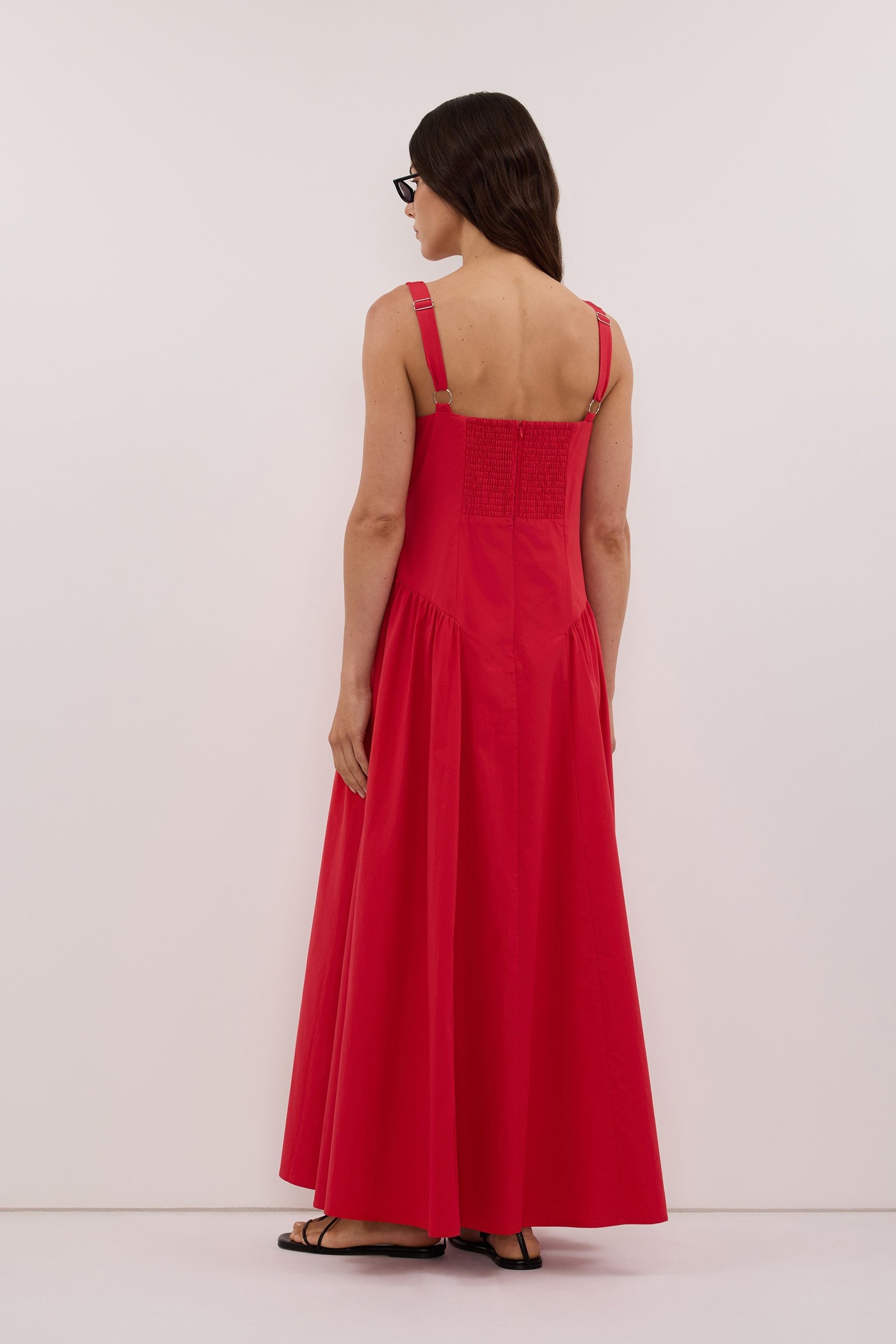 Elorin Red Cotton Midi Dress view 4