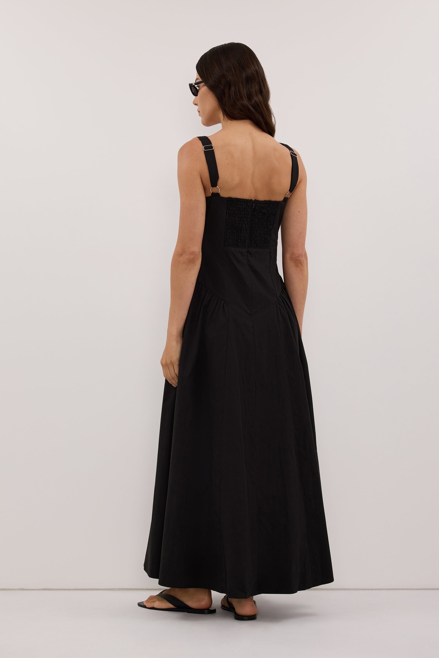Elorin Black Cotton Midi Dress view 4