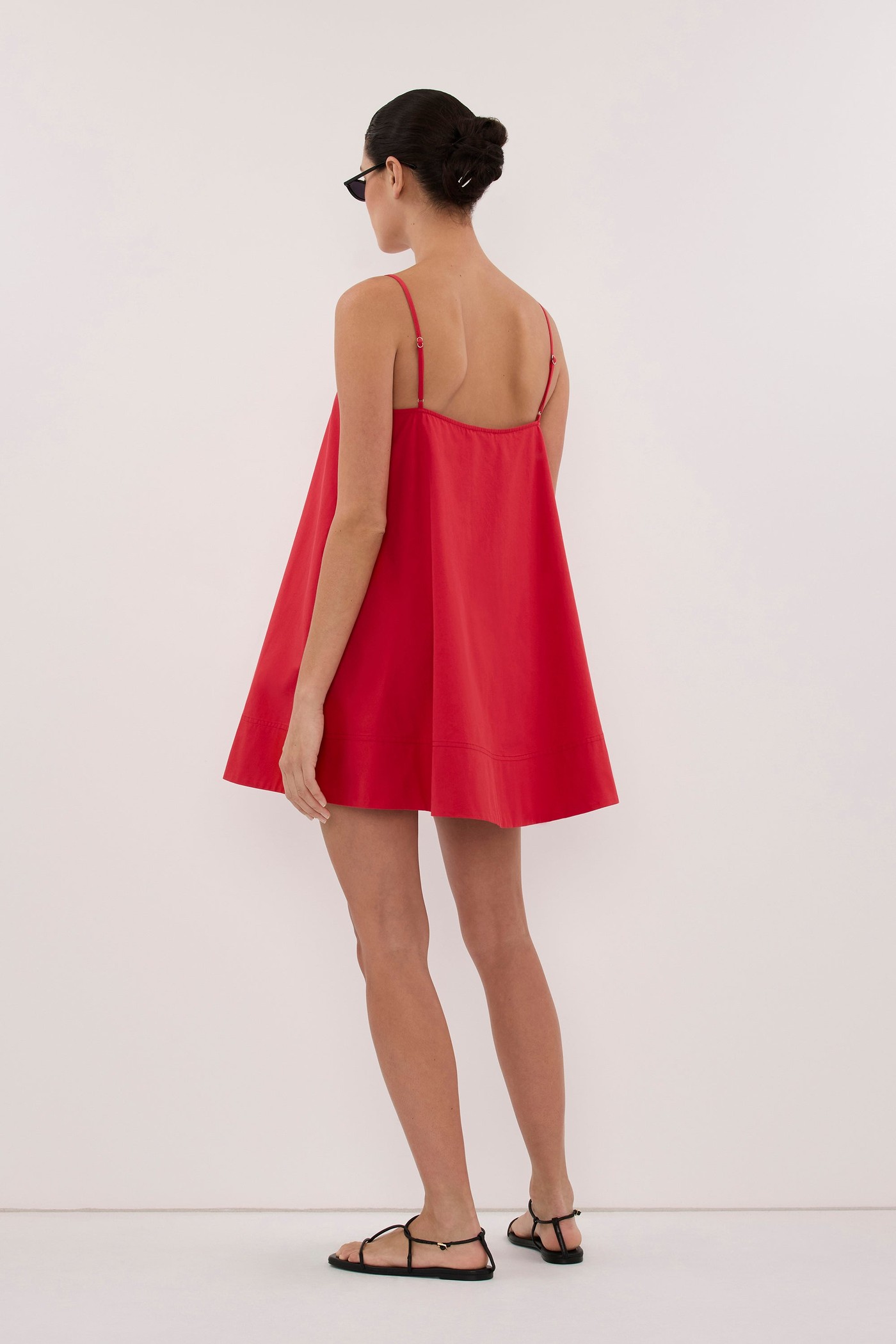 Dani Red Cotton Mini Dress view 3