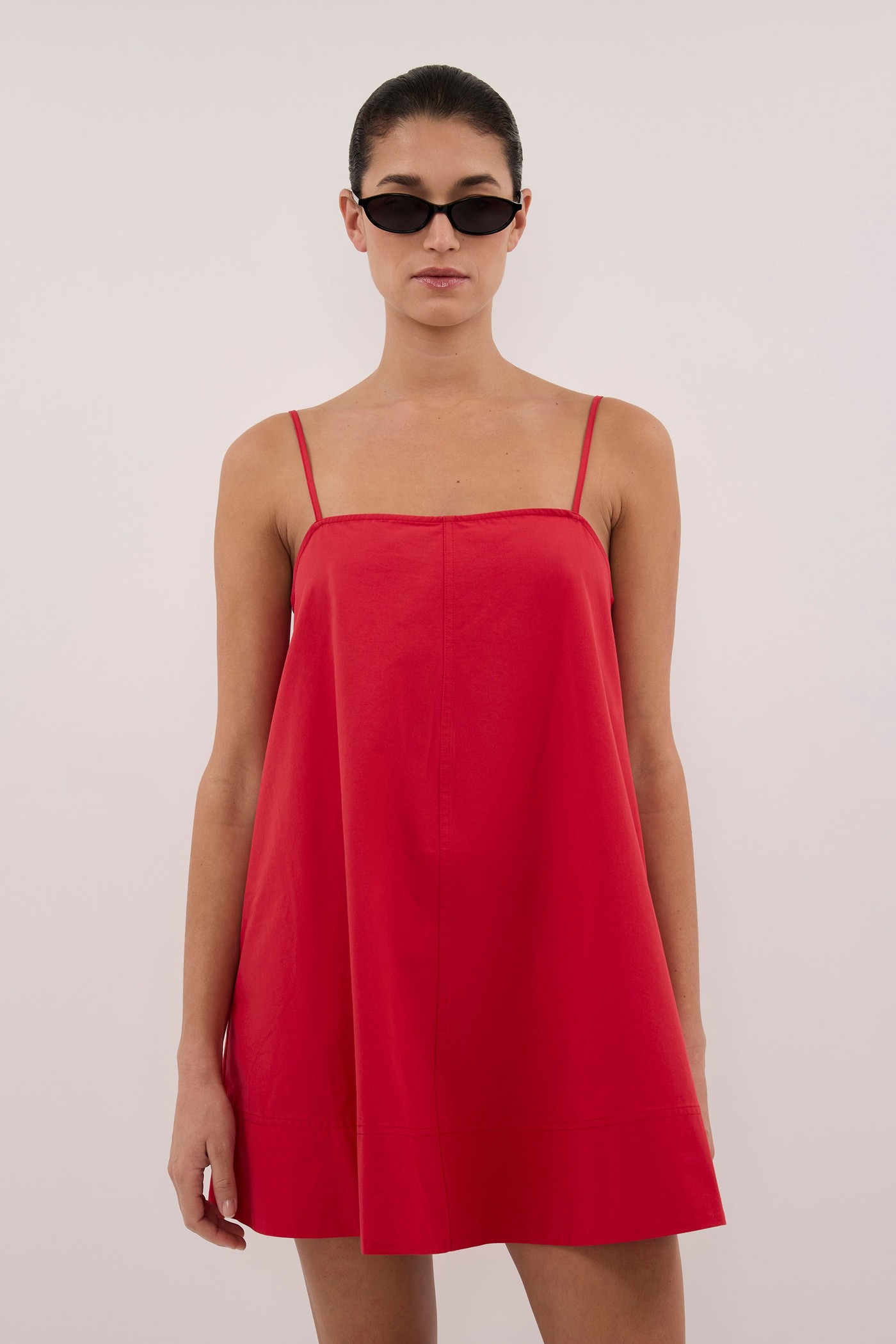 Dani Red Cotton Mini Dress view 4