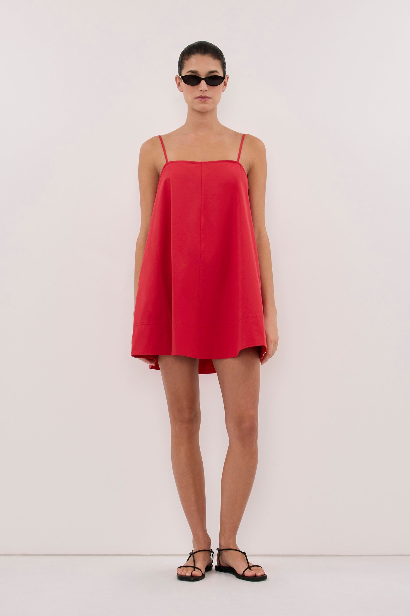 Dani Red Cotton Mini Dress