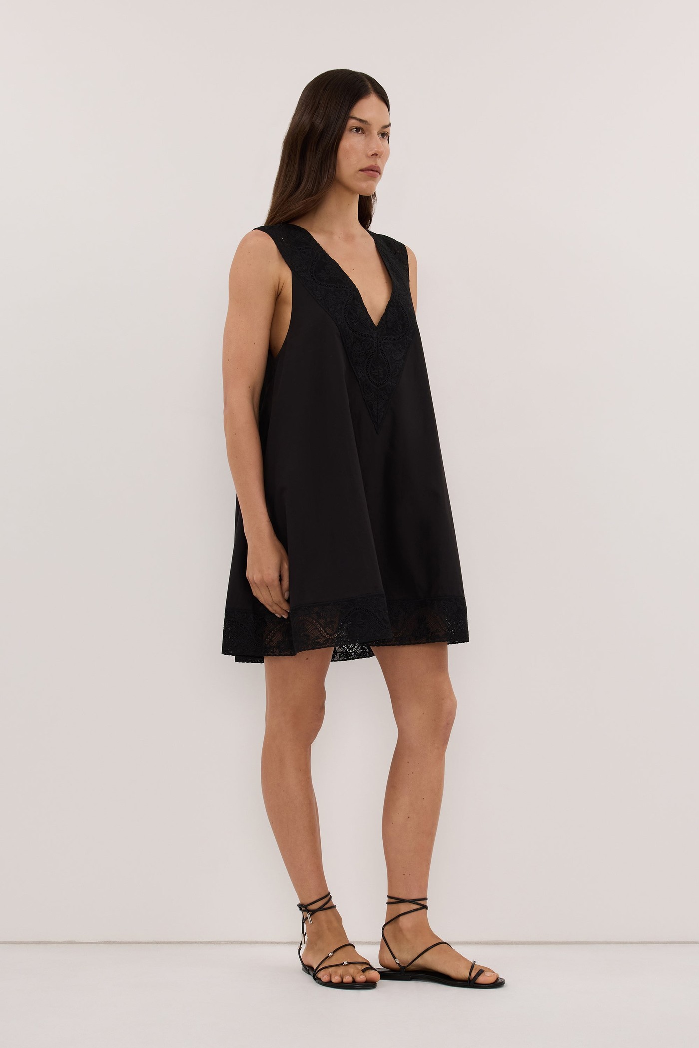 Amour Black Lace Trim Mini Dress view 3